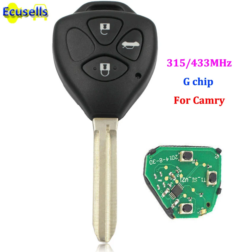 3 кнопки дистанционный ключ брелок 315 МГц 433 с G чипом внутри для Toyota Camry toy43