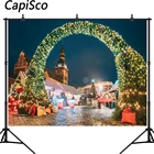 Фон для фотосъемки зима Рождество Ночной городской пейзаж украшения рынка фон фотобудка баннер реквизит для фотостудии