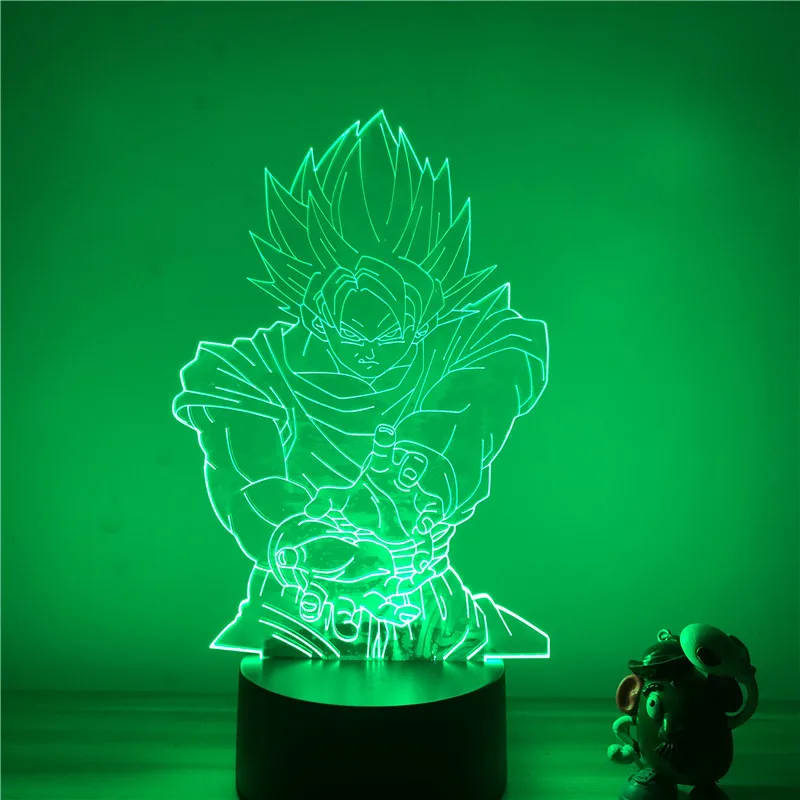 Dragon Ball Z Вегета ГОКу супер сайян, «Жемчуг дракона 3D светодиодный Ночной светильник 7 цветов сенсорный оптический Иллюзия фигурку настольная лампа украшения