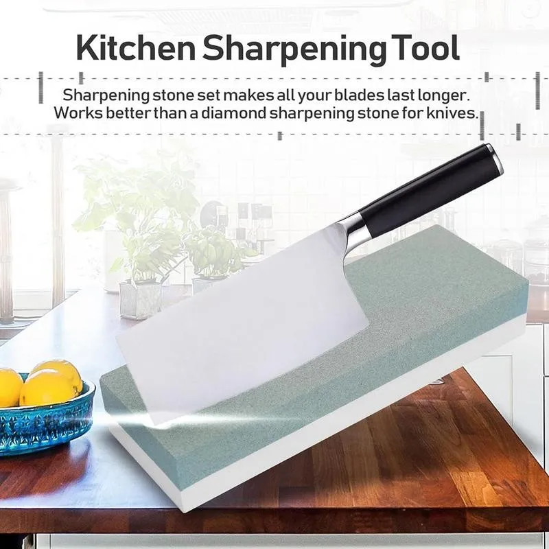 

Grit Double-sided Sharpening Stone Base Corundum Sharpener Kitchen Knife Grinding Whetstone Blade Angle Guide Set