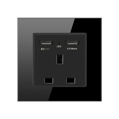 UK USB Тип 86 черный зеркальный переключатель Бытовой Настенный ТВ компьютерная розетка светодиодный светильник-точечный переключатель 1 2 3 4 банда 1 2 способ ЕС розетка USB - Цвет: UK USB