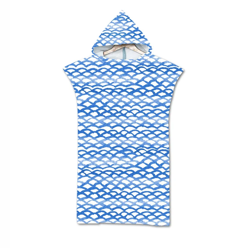 

New Marine geometry Towel Adult Microfiber Dressing Robe Hooded Bath Towel Swimming Surfing Beachwear