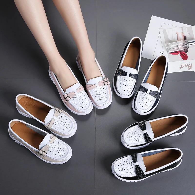 

Autumn Women Flats Shoes Leather Shoes Slip On Ballet Flats Ballerines Flats Woman Flat Loafers Walking Shoes