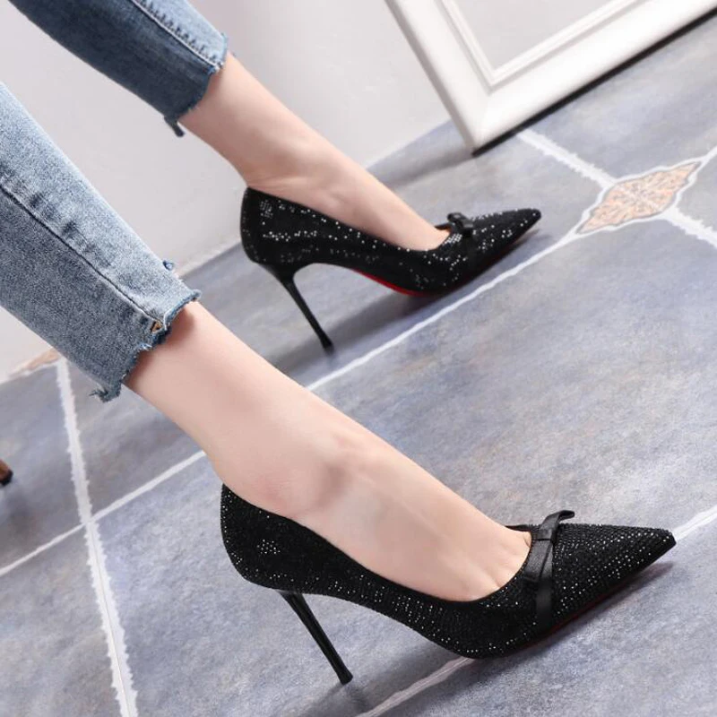 

Spring New Pointed Sexy Black High Heels 2021 Fashion Shallow Mouth Stiletto Sandals Women's Single Shoes