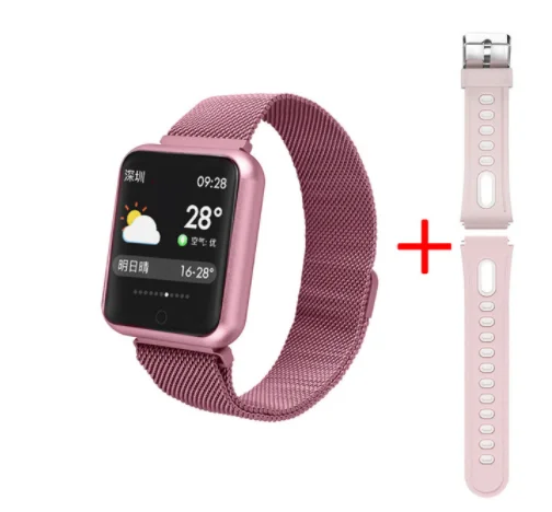 P68 add pink strap Спортивные IP68 Смарт-часы P68 фитнес-браслет трекер активности пульсометр кровяное давление для ios Android apple iPhone 6 7 - Цвет: P68 add pink strap