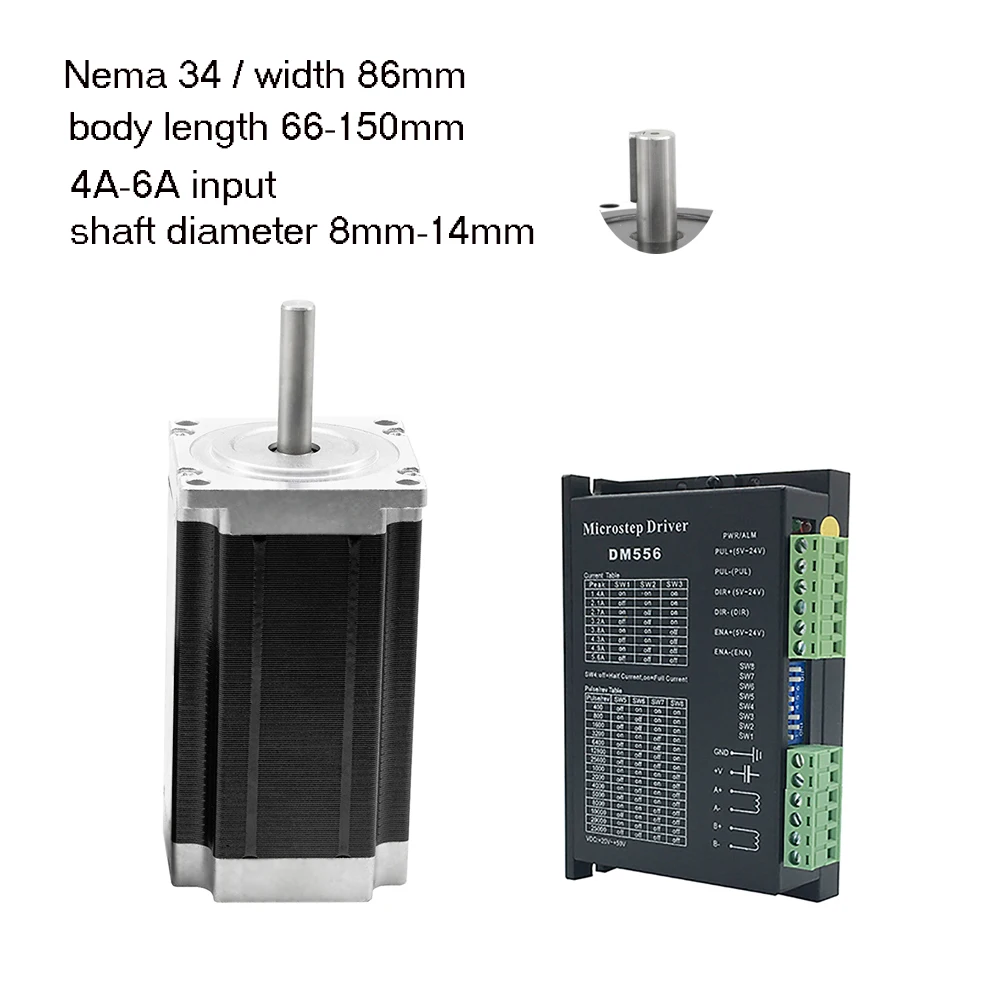 

4.5Nm Nema34 Stepper Motor Reducer Kits 2phase 86mm Speed Ratio 3:1 5:1~200:1,Input 12.7/14mm Planetary Gearbox gear Motor kits