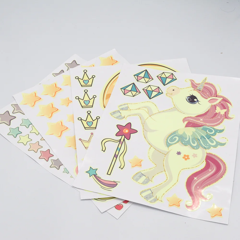 3D световой Цветной Единорог наклейки на стену для детских комнат украшения дома