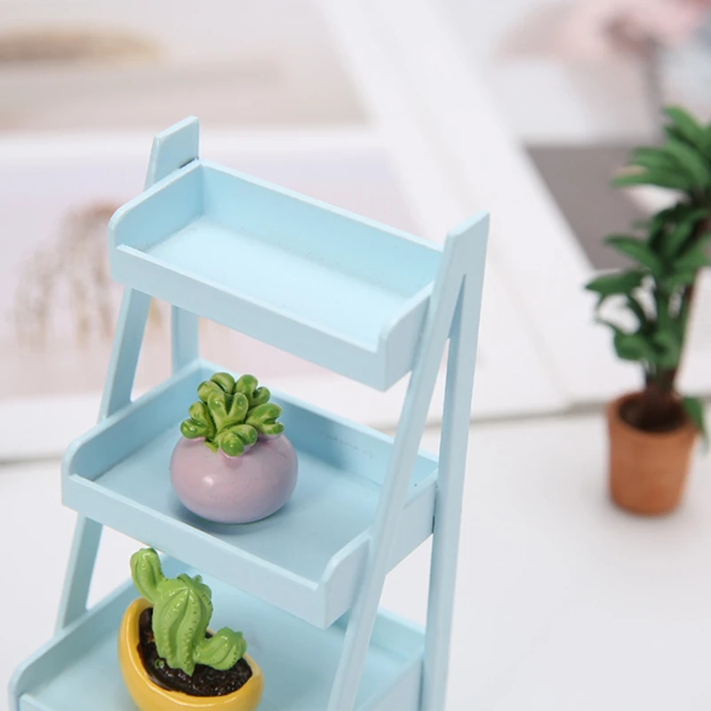 

L21F 1:12 Hand DIY Mini Plant Flower Stand Shelf Model Wooden Simulation Plant Stand Mini Dollhouse Furniture