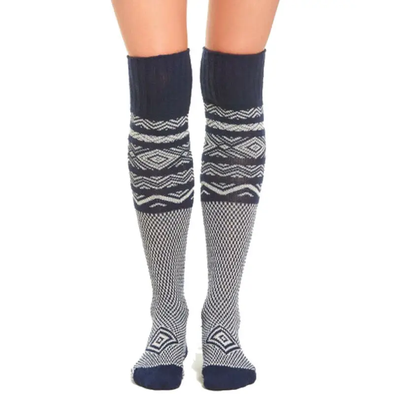 

2019 Fashion Women Ladies Turn Up Wool Blend Long Knee High Stockings Winter Warm High