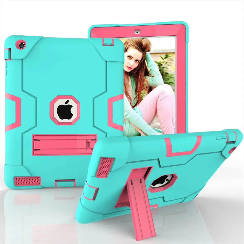 

New Armor Case For iPad 2 iPad 3 iPad 4 Shochproof Kids Safe Heavy Duty Silicone Hard Cover Tablet Case for iPad 234 A1458 A1459