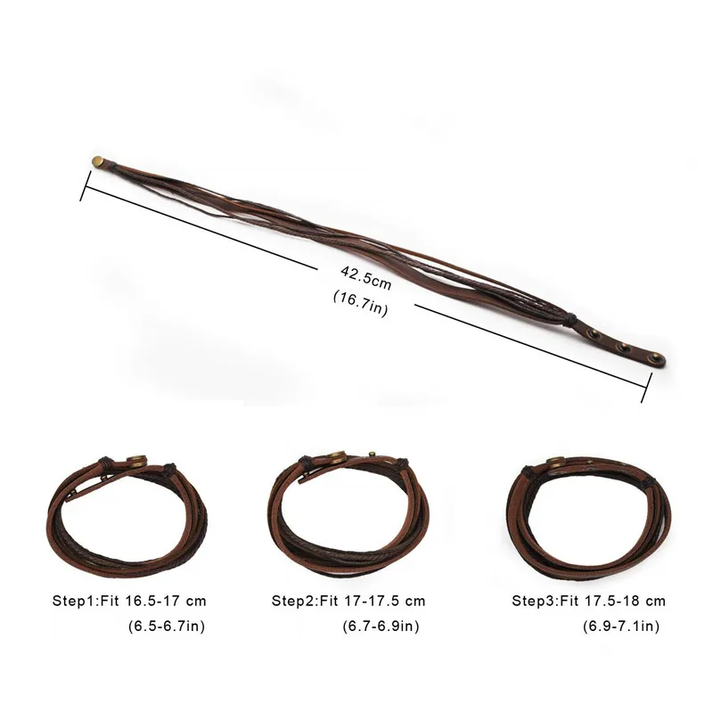 Браслет из натуральной кожи для женщин и мужчин унисекс многослойный кожаный