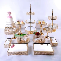 6 8pcs gold cake stand set wrought iron exquisite cupcake rack base dessert wedding party table candy bar table decor