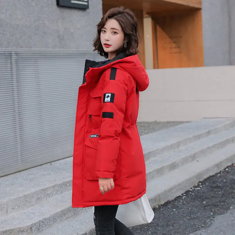 

Pop Cotton Jacket Female Students Loose Down Padded Jacket Pop Tooling Winter Jacket Women's Mid-Length Women's Clothing