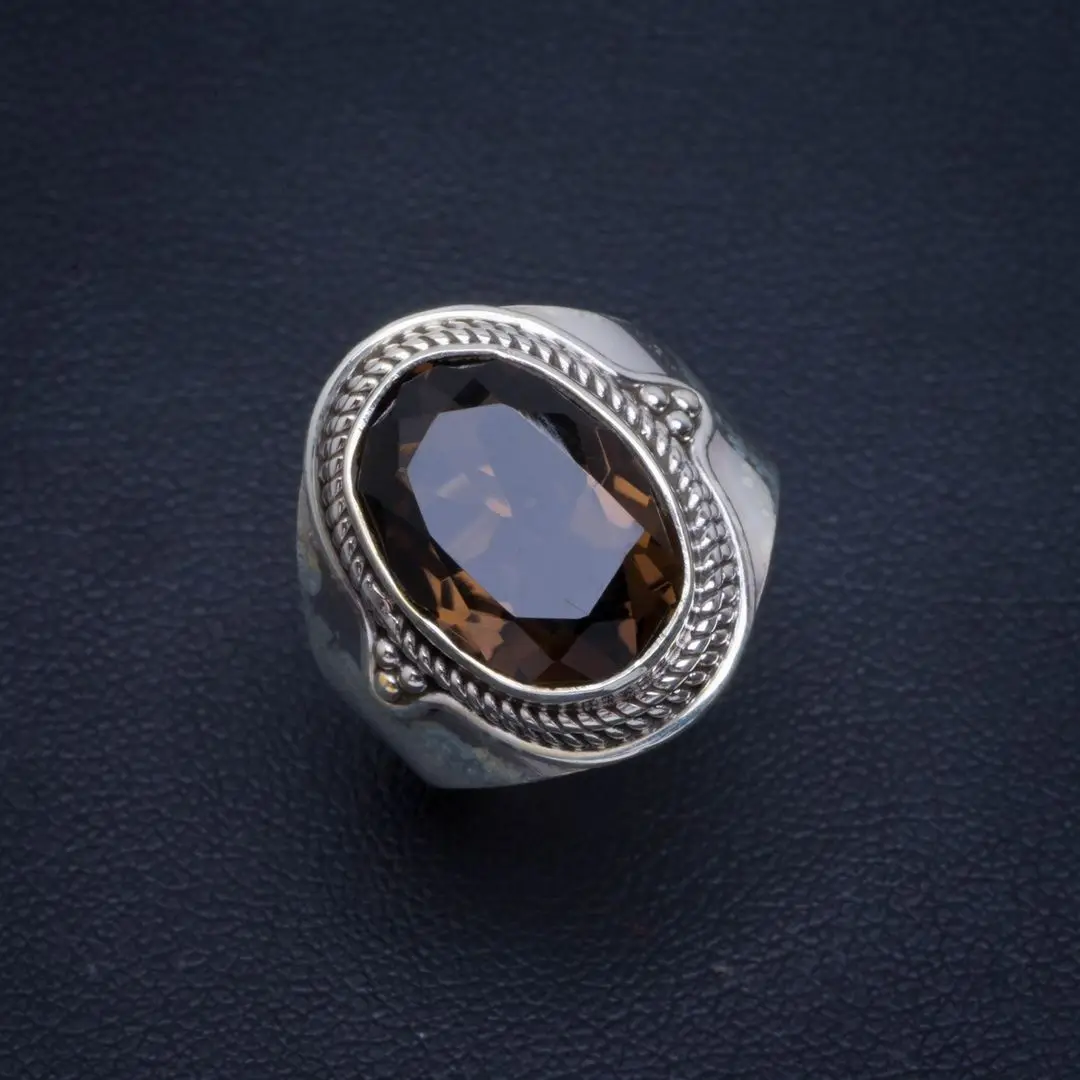 Натуральный дымчатый кварц ручной работы уникальное женское серебряное кольцо 6