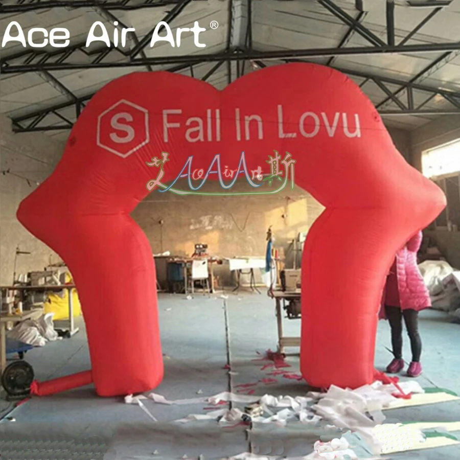 Гигантская красная надувная АРКА в форме губ надувные Парижские губы входные