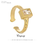 Обручальное Открытое кольцо Yhpup с фианитом, минималистичное геометрическое металлическое Золотое кольцо для женщин, обручальное кольцо, подарок для женщин 2021