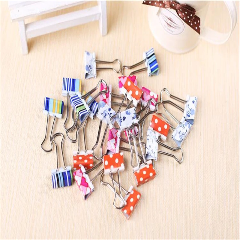 

24 Pcs/pack Kawaii Small Fresh Color Binder Clip Metal Bookmark Paper Clip Cute Stationery School Office Supplies Kids Gifts