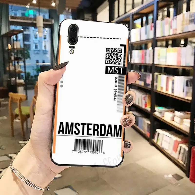 

Air ticket aircraft travel funda cover coque Phone Case For Huawei honor Mate P 10 20 30 40 Pro 10i 9 10 20 8 x Lite