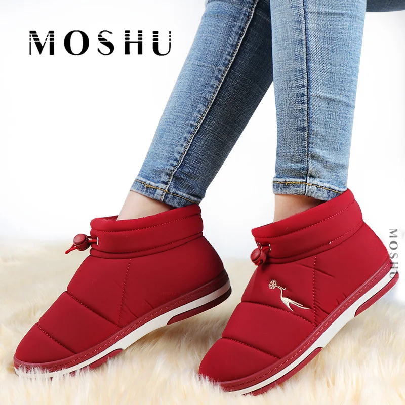 Зимние ботинки женские ботильоны однотонная плюшевая домашняя обувь