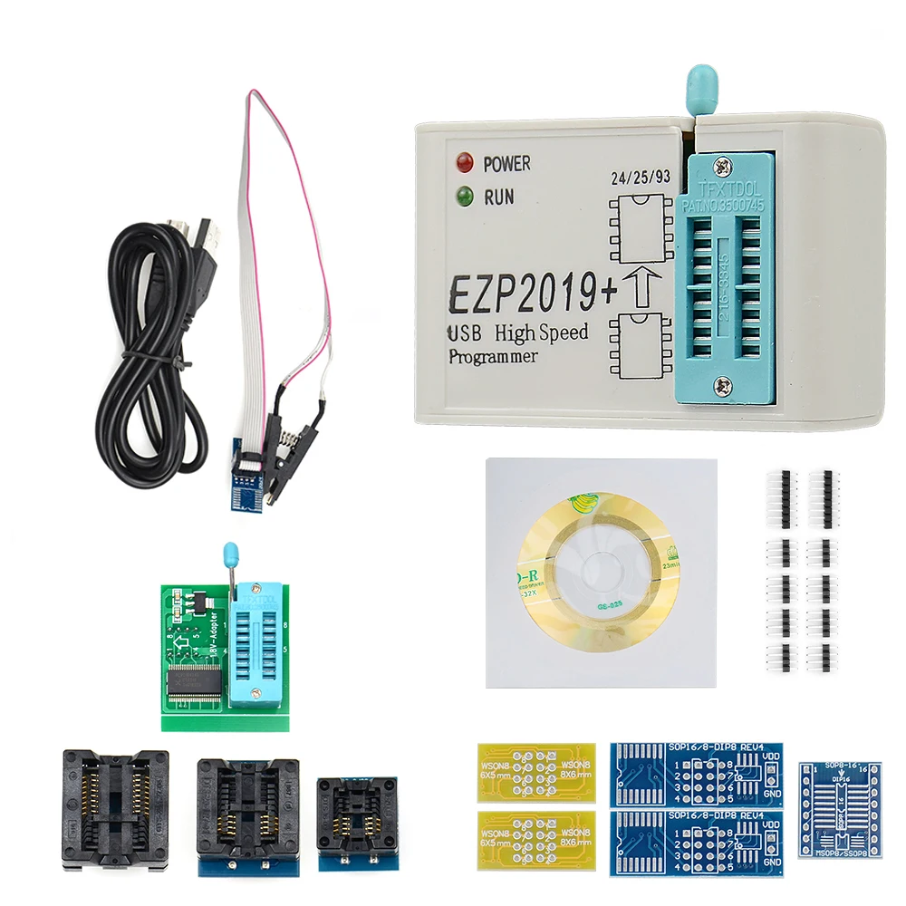 

Программатор Upmely EZP2019 USB SPI с поддержкой 24 25 93 EEPROM, чип флэш-BIOS, полный комплект с 10 адаптерами, умный калькулятор, компилятор