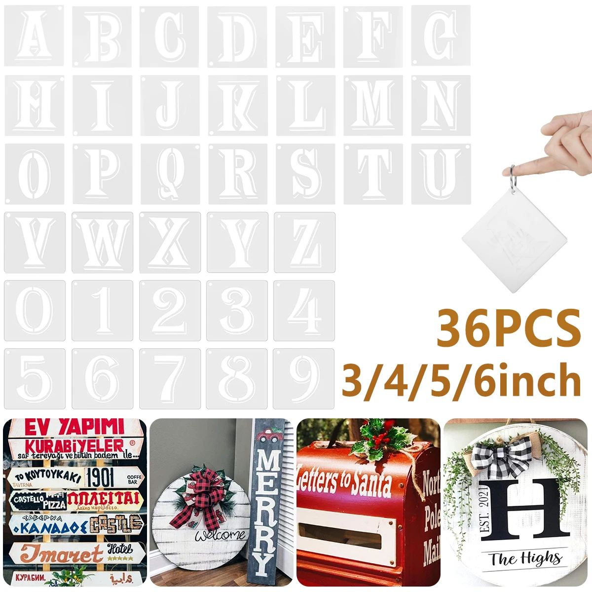 

Alphabet Letter Stencils 36Pcs Reusable Plastic Letter Number Templates Alphabet Art Craft Stencils Chalkboard Signage DIY DECOR