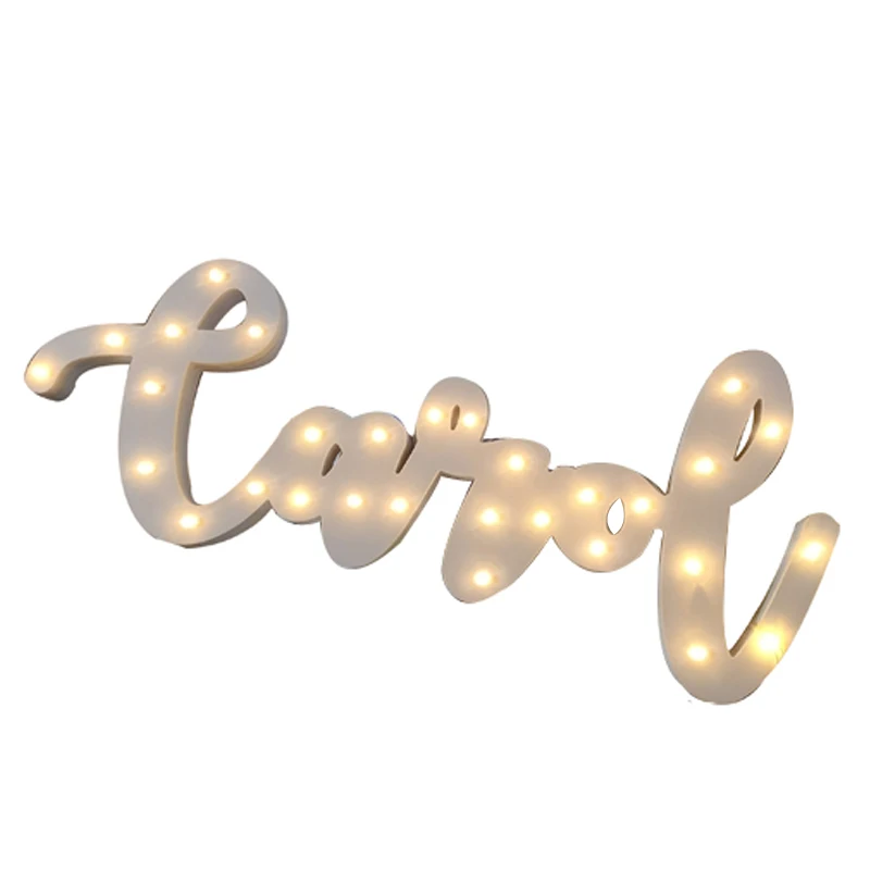 Деревянные буквы алфавита светодиодный свет логотип подназвание