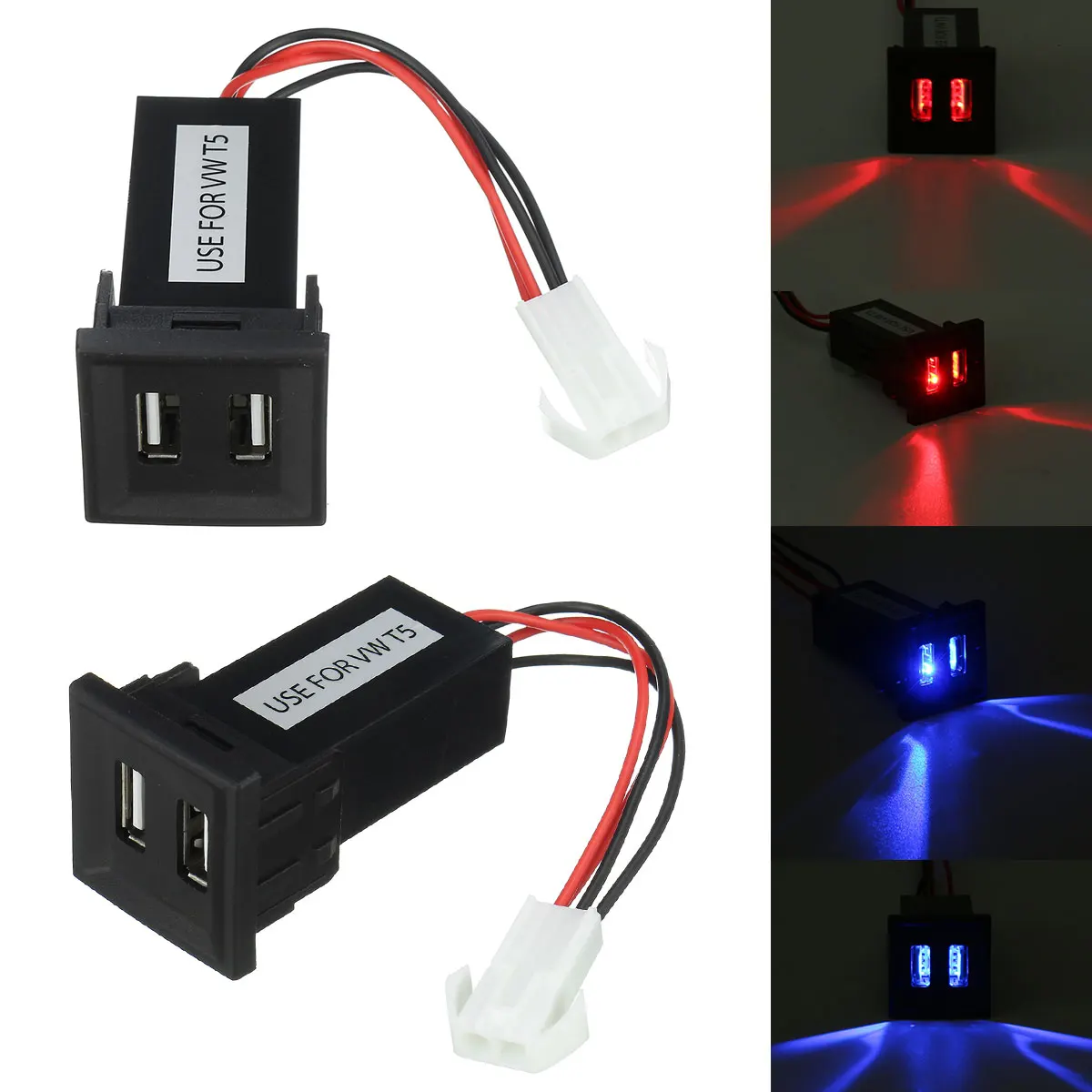 high quality car dual usb charger adapter socket for volkswagen for vw t5 transporter 2003 2009 phone charger dash blank switch free global shipping