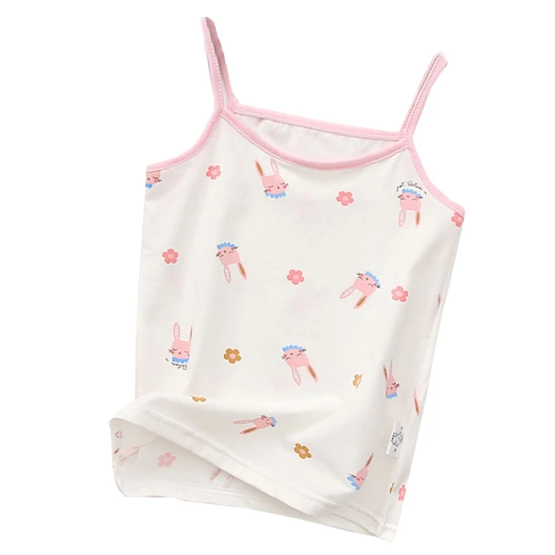 

T5EC Kids Girls Cotton Camisole Tank Top Cartoon Print Spaghetti Strap Undershirts