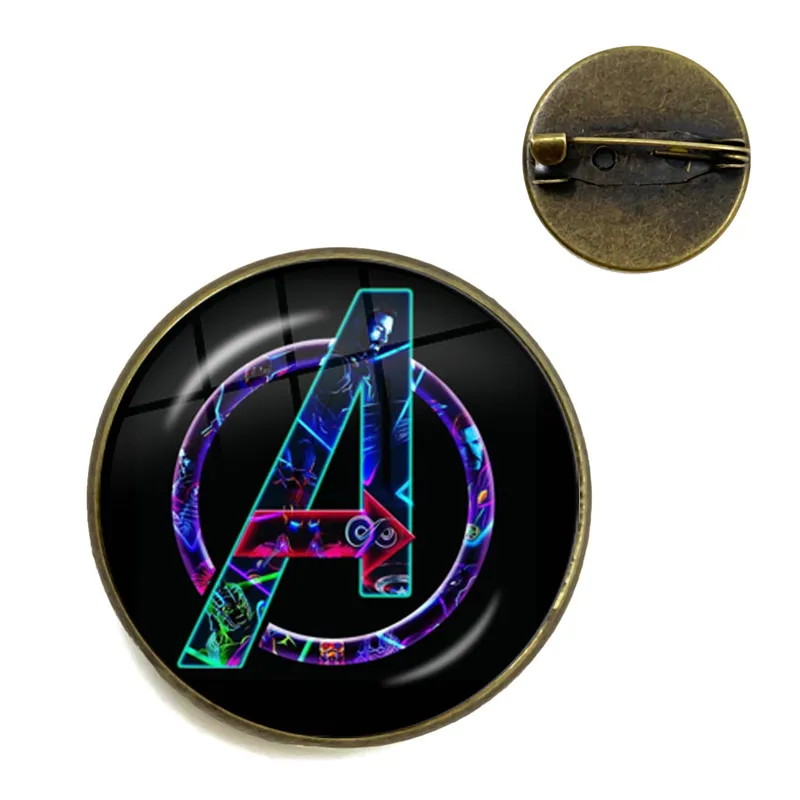 3D Marvel стеклянная брошь из кабошона Мстители Железный человек Действие Tony Stark дуговой реактор напечатанный стеклянный камень колье с амулетом булавки для подарка
