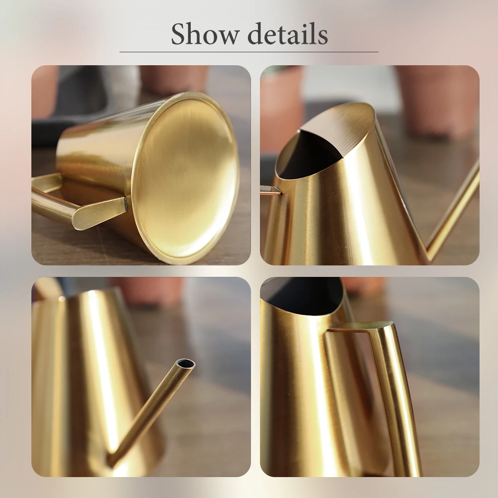

Garden Watering Can Golden Stainless Steel 1500ml Small Water Bottle With Handle For Watering Can Planting Flower European