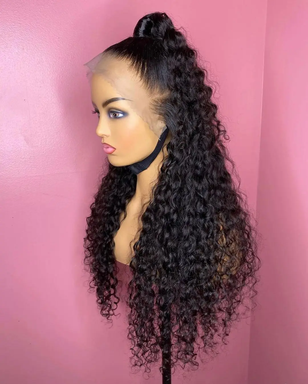 

Long Black Curly Lace Front Wigs 13x3 Synthetic Hair with Baby Hair Glueless Daily Wear Wigs Lace Heat Resistant Fiber