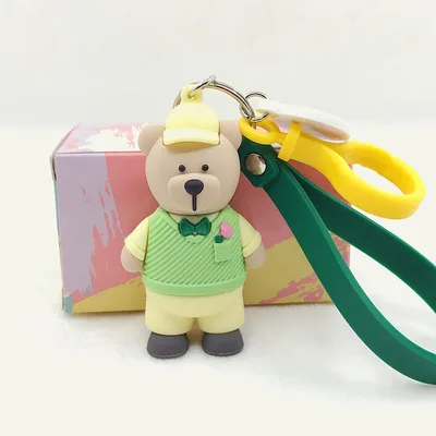 9 Новые рисунки из мультфильма ПВХ медведь брелок ледяные Медведи Милый Забавный Рождественский медведь кулон брелок пара Llaveros Porte Clefs ювелирные изделия подарок - Цвет: 9