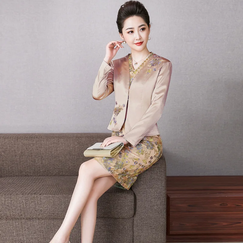 Женское платье для матери невесты элегантное вечернее цвета шампанского из двух