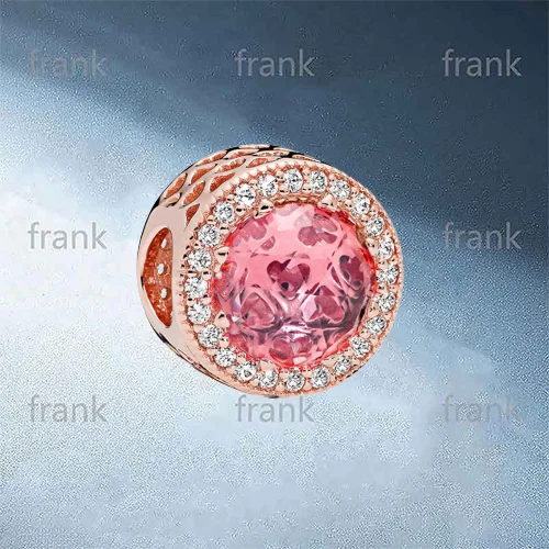 

781725PCZ Rose Radiant Hearts Charm, Pink Crystal & Clear CZ