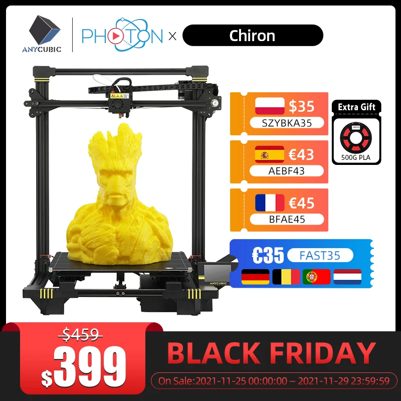 

3D Printer Anycubic Chiron Automatic Leveling Huge Build Volume 400*400*450mm TFT Touch Screen FDM 3d Printer Kit impresora 3d
