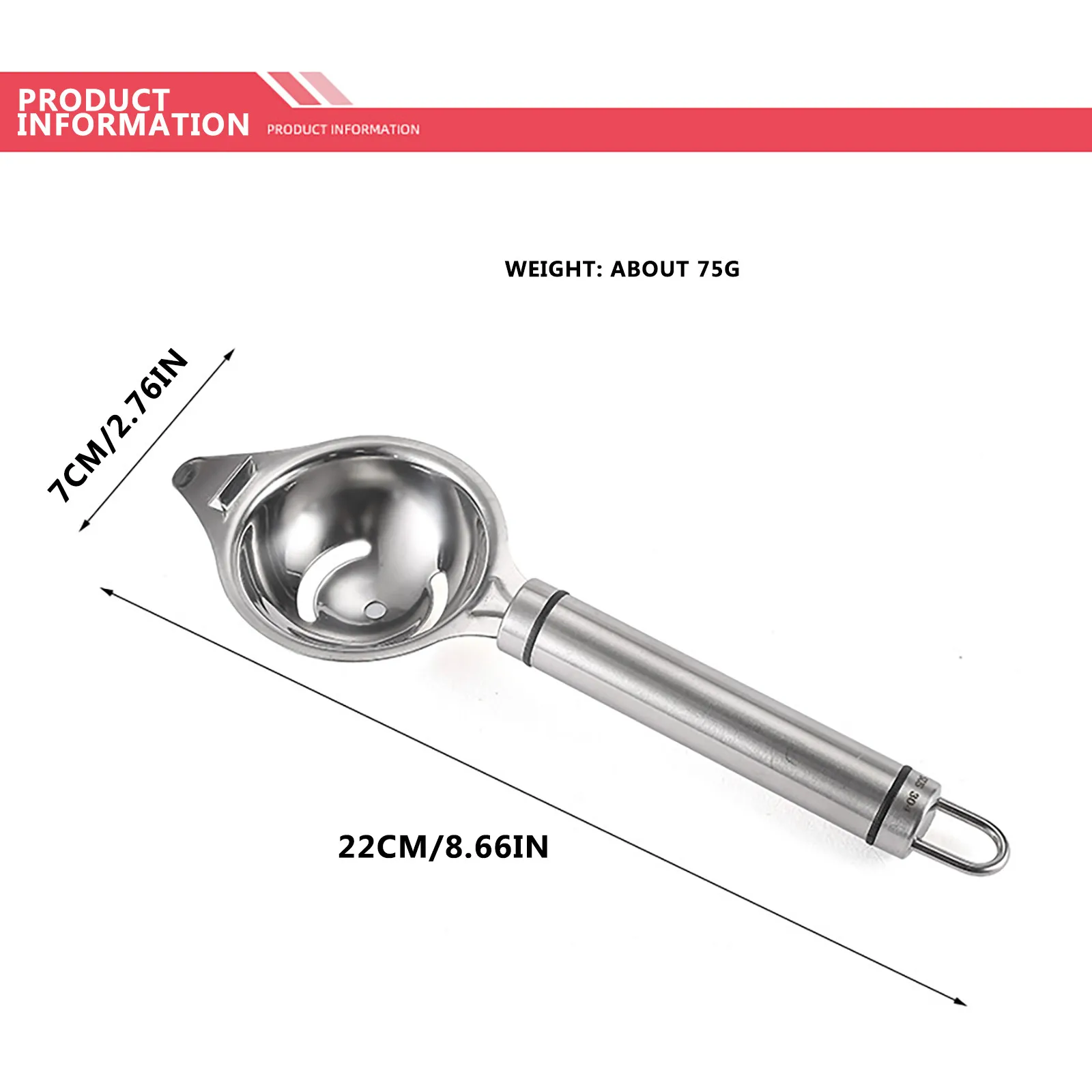 

Egg Separator Stainless Steel Egg Yolk White Separator Filter Long Handle Egg Divider Baking Cooking Egg Tools Kitchen Gadgets