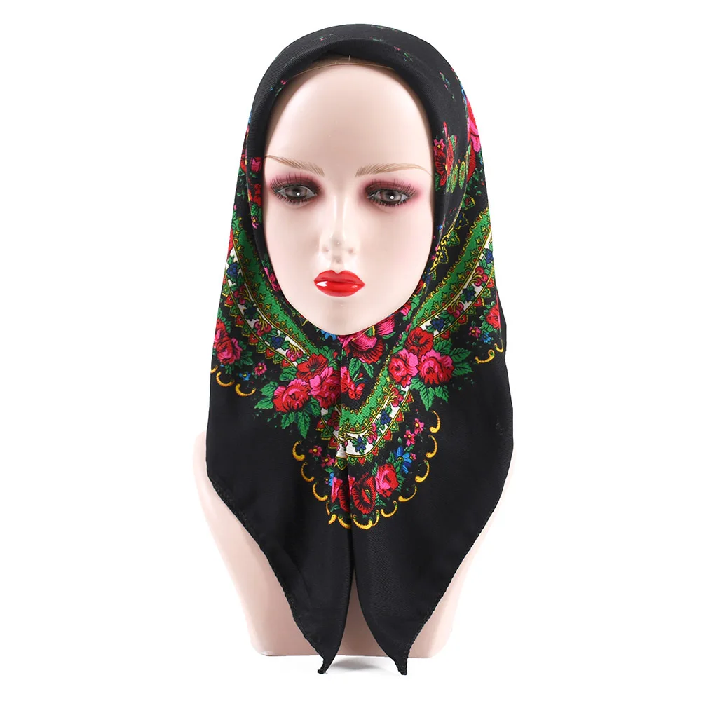 Женский Платок С Русским Цветочным Принтом Квадратная Модная Бандана Полотенце