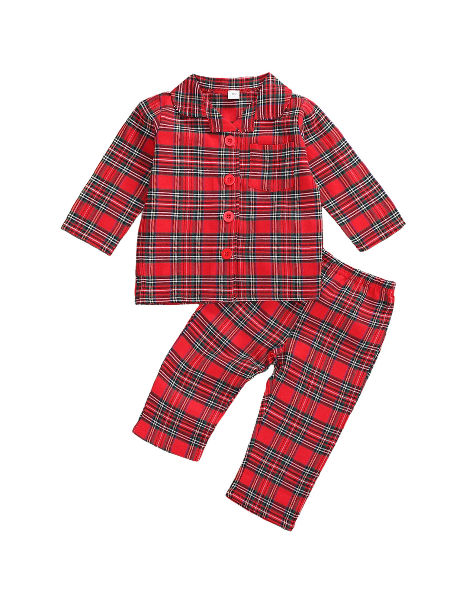 Детские пижамные комплекты для маленьких мальчиков клетчатая Домашняя одежда с