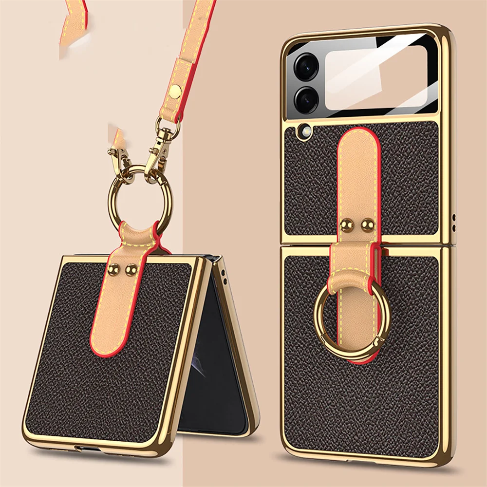 

Fashion Lanyard case for Samsung Flip3 Z Flip 3 5G Cover Anti-knock luxury Foldable Cases for Flip3