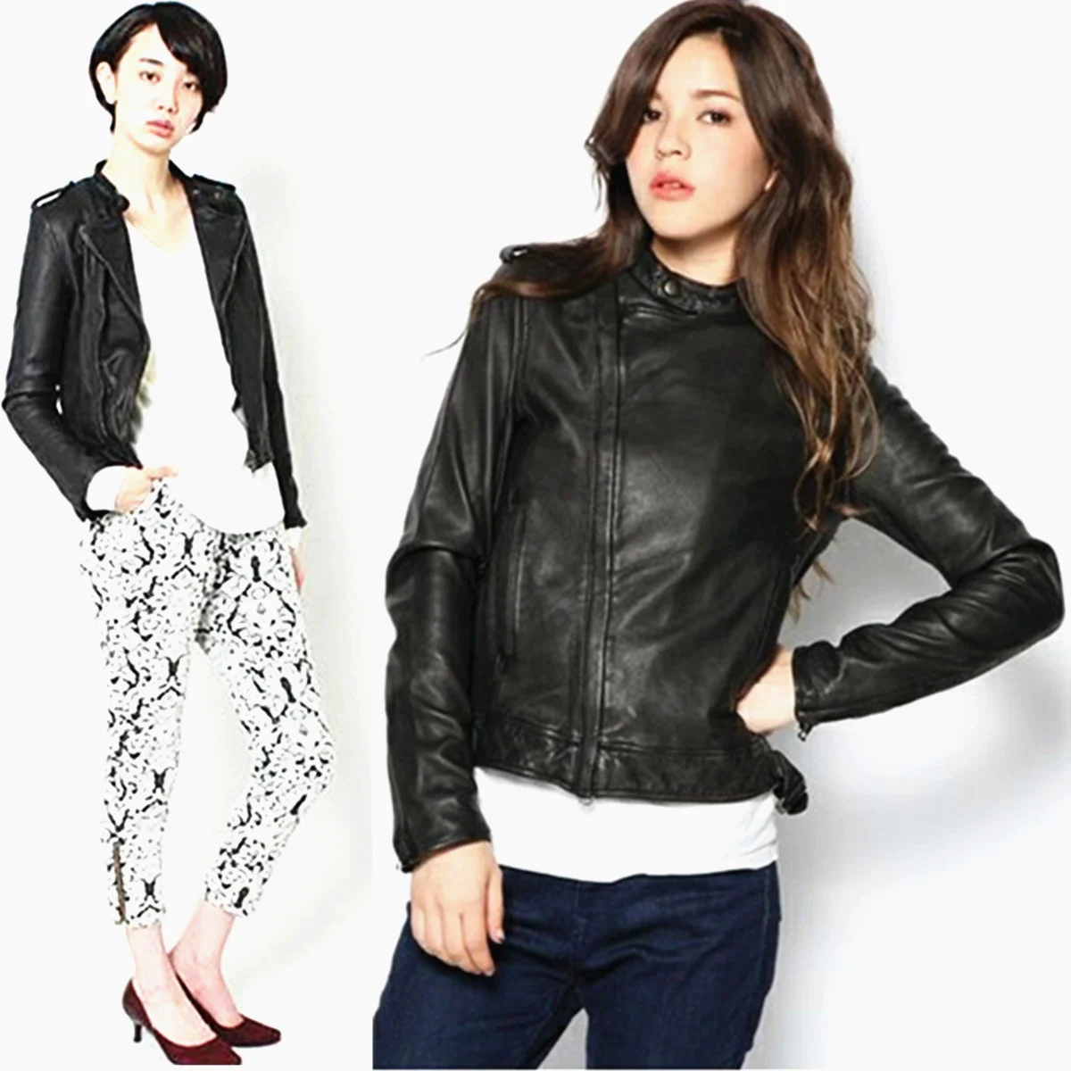 

Женская кожаная куртка NAPPA Napa, мотоциклетное пальто из натуральной козьей кожи