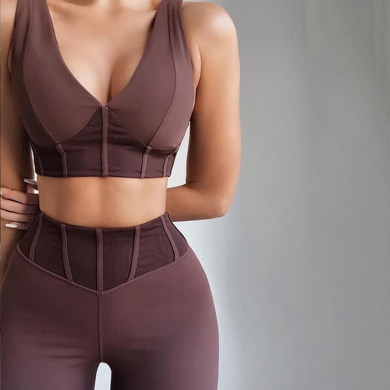 

BIIKPIIK Female Bodycon Two Piece Sets Solid Casual Lounge Wear Brown Solid Female Suits Sportywear Workout Fitness Jogging Suit
