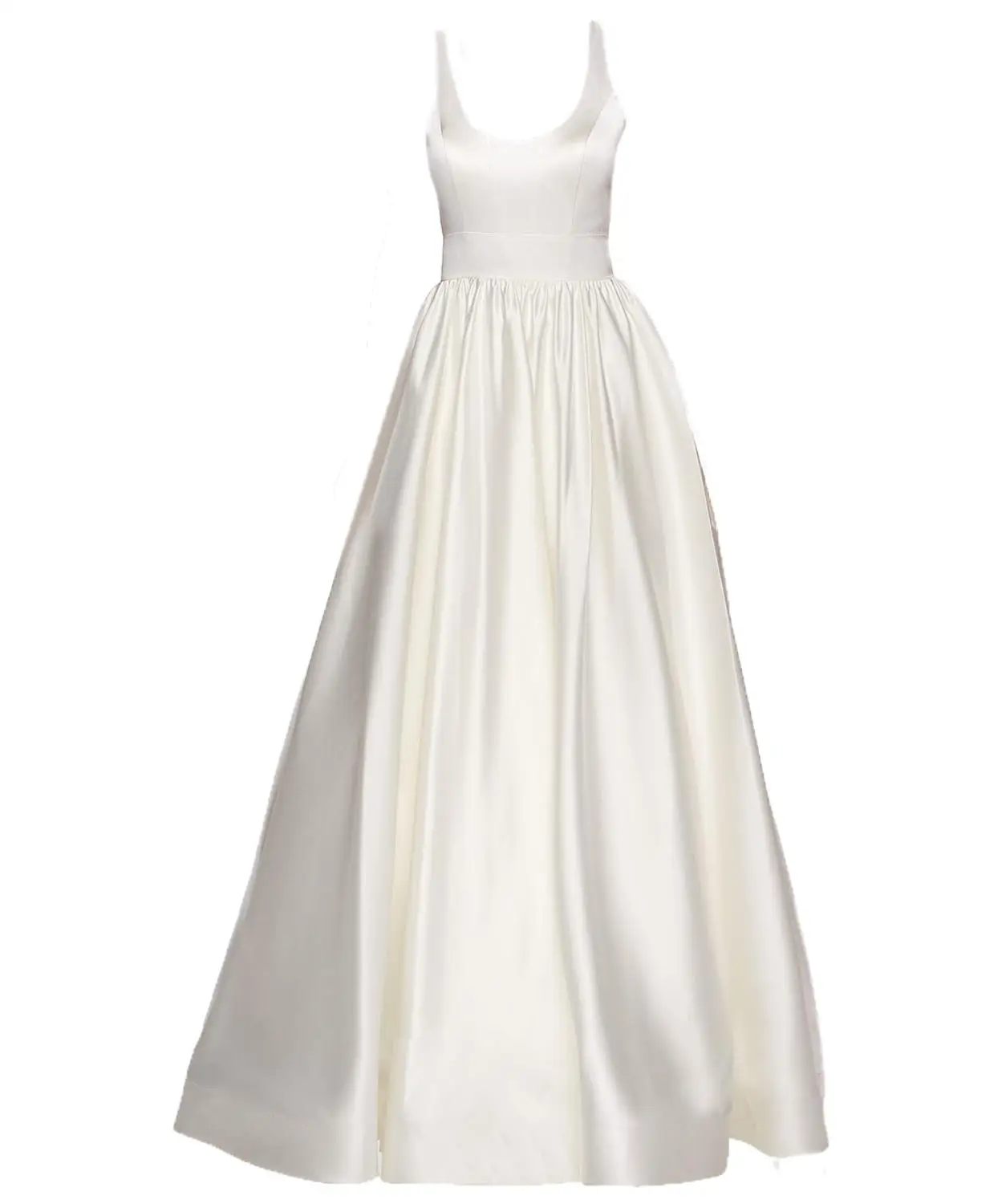 

HONGFUYU Gorgeous Ball Gown Prom Dresses Scoop Satin High Criss Cross Back Formal Evening Dress for Party Zipper Back Emerald