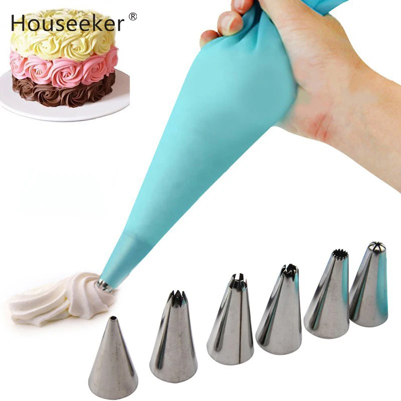 8 шт./компл. Новый кондитерский мешок для глазури и крема + Набор насадок из