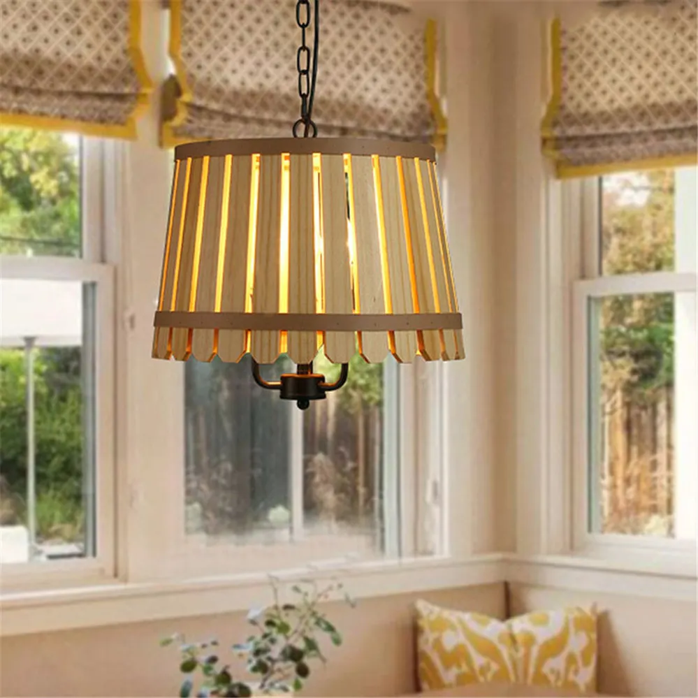 

Southeast Asia wood Country style pendant lights for restaurant bedroom retro bar loft decor industrial suspension led luminaire