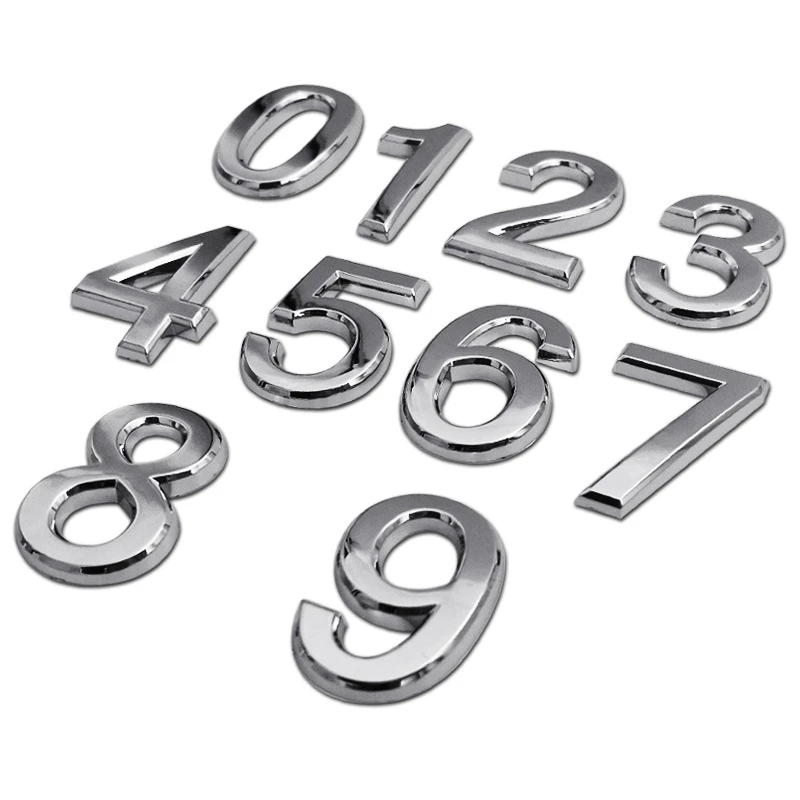 

1pcs Plated Home Decor Address Scutcheon Digits Hotel Door Sticker Plate Sign House Number Plaque 5cm Silver Modern Decor