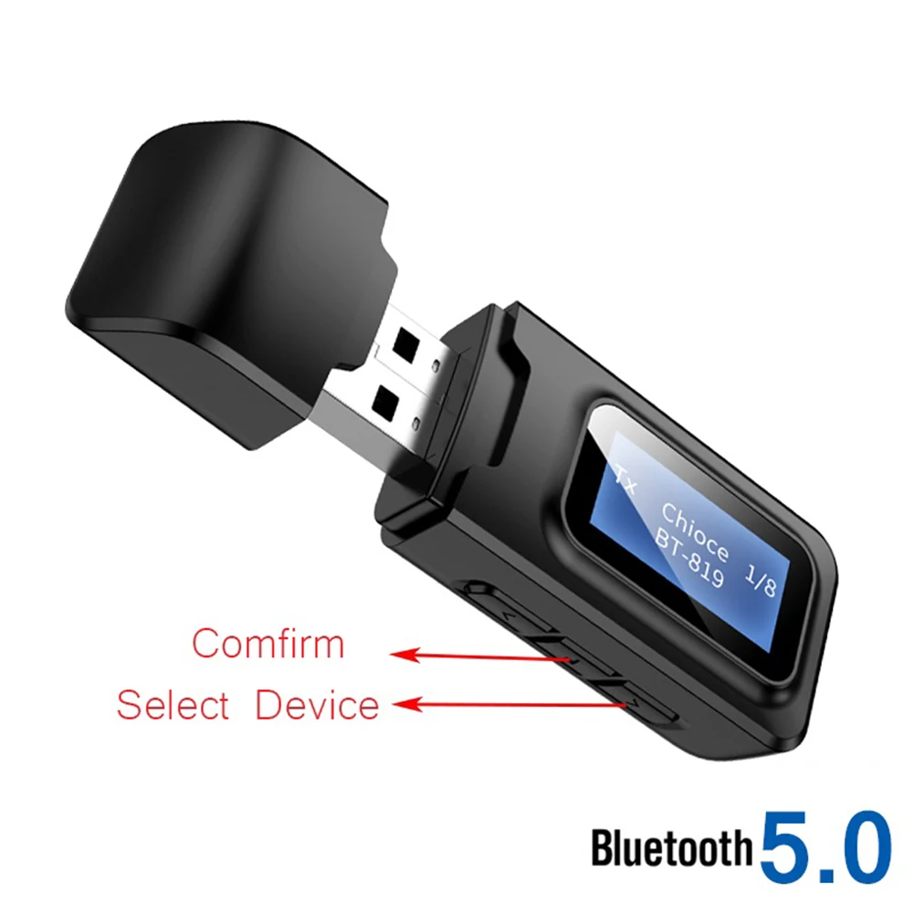 2 в 1 USB Bluetooth 5 0 передатчик приемник 3 мм разъем AUX аудио ключ беспроводной адаптер с