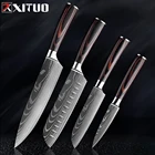 Кухонные ножи XITUO, набор для приготовления пищи из нержавеющей стали, дамасский нож с лазерным узором, 3, 5, 7, 8 дюймов, шеф-повар сантоку с замороженным мясницким фруктом