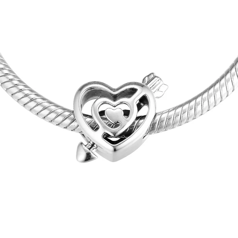 

Vintage Cupid Arrow Heart Beads for Charms Bracelets Valentine Day 925 Sterling Silver Charm Beads for Jewelry Making DIY Girls