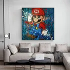 Постер с рисунком на холсте для украшения дома, 1 панель, картины с мультипликационным принтом Марио, настенные картины, Современная гостиная, модульная рамка