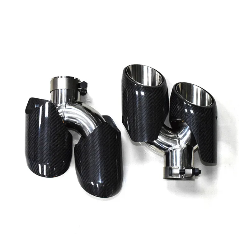 

1 Pair Glossy Black Carbon Fiber Car Muffler Tip For Porsche Macan 2014 2015 2016 2017 2018 Stainless Steel Rear Exhaust Pipe